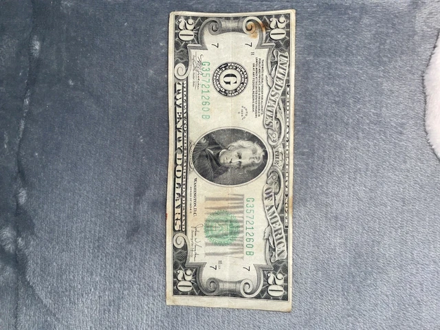 1934 Federal Reserve Note Green Seal $20 Twenty Dollar Note Bill Currency