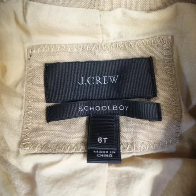 J. Crew Womens Schoolboy Blazer 6T Beige Solid 100% Linen Working Cuffs 2