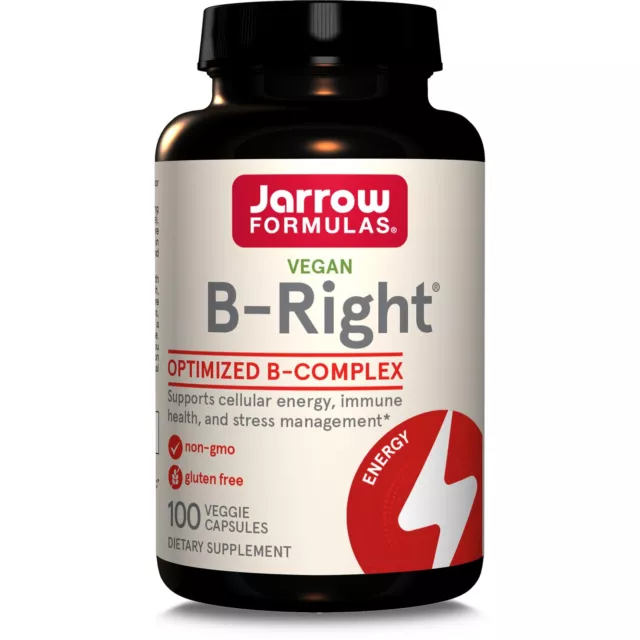 Jarrow Formulas Vitamin B-Right Complex 100 Veggie Capsules, Energy & Stress