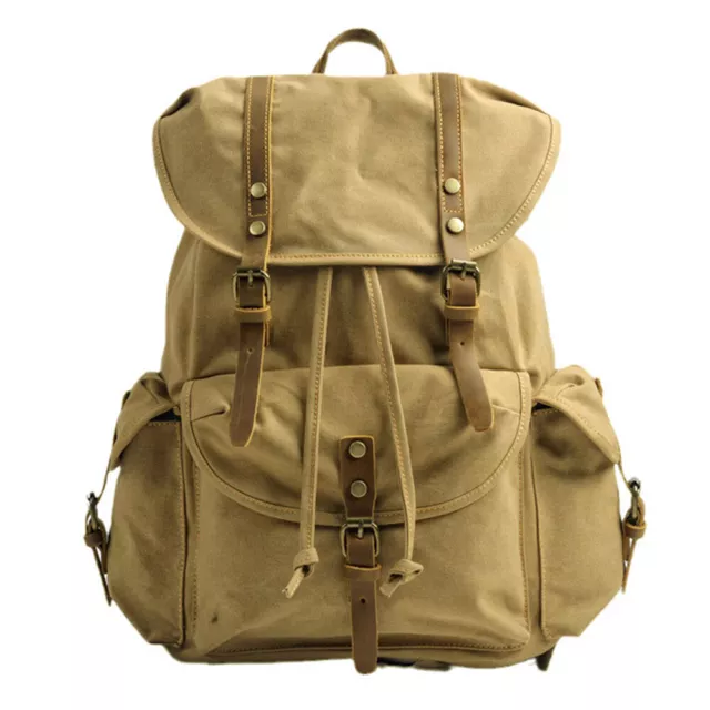 Vintage Backpack Washed Canvas Bag Men's Bag Rucksack Travel Hiking Satchel Bag 2