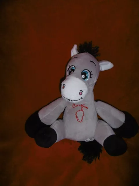 Doudou Peluche TEXTISUN CORSICA DOUDOU ANE CHEVAL GRIS BLANC NOIR