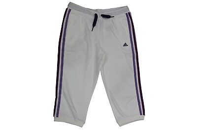 Pantalone di tuta da bambina bianco e viola Adidas 3/4 sport ginnastica junior