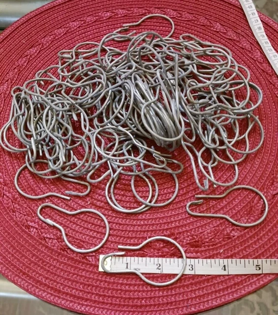 104 Vintage Metal Curtain Rod Clips Hooks 2.5 inch X 1.5 In Shower Drapery Clips
