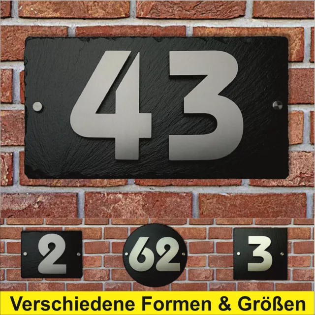 3D Hausnummer Edelstahl Schiefer Design Hausnummernschild Schieferplatte Zahlen