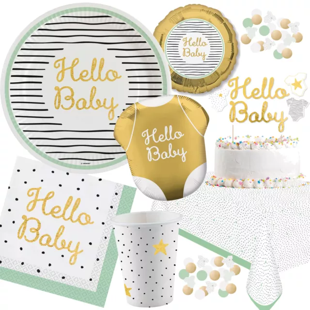 HELLO BABY - Geschirr Deko Geburt Babyparty Babyshower Party Dekoration Set