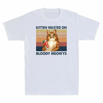 Meowys Bloody Men's on Funny Lover Shirt Vintage T Cat New Kitten Animal Wasted