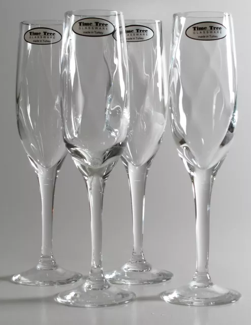 Time Tree Handmade Flute Champagne Turkish Glass Optical Rib 180mL (Set of 12)