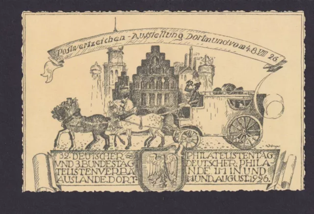 Deutsches Reich Privatganzsache Dortmund Philatelie Briefmarken Ausstellung 1926