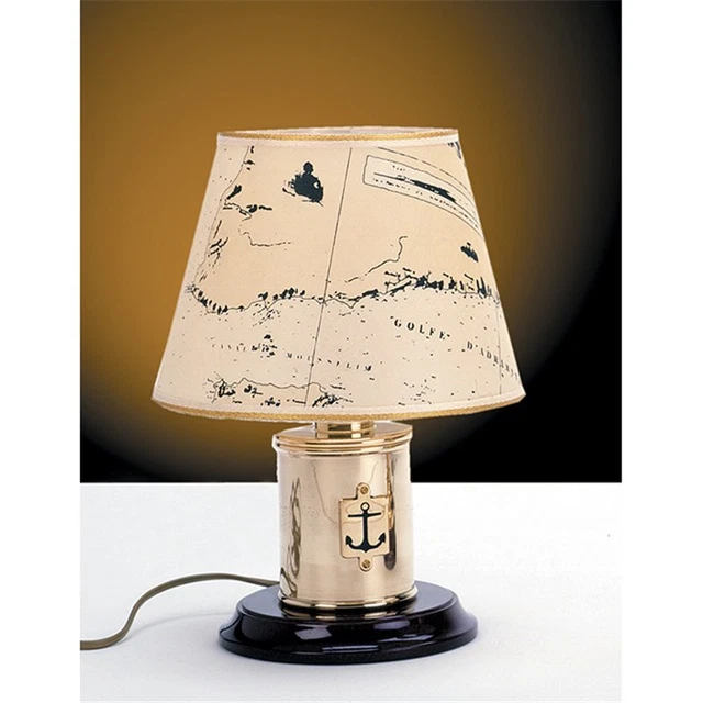 Dekorative Tischleuchte aus Messing Papier maritime Lampe Jugendstil Antik