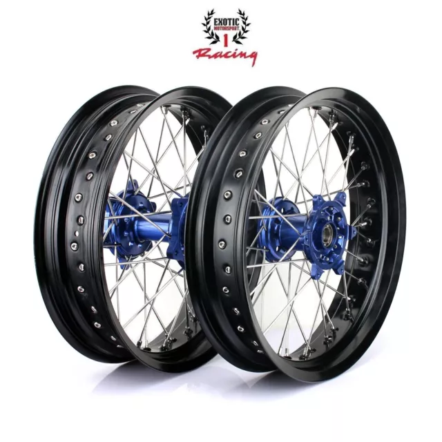 YAMAHA YZ250F YZ450F  Supermoto  Wheels  BLUE Hub Black Rim 17" 2014-2024