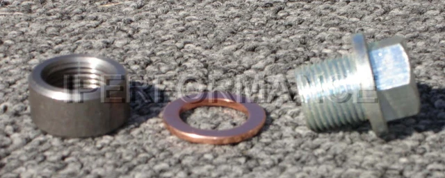 O2 Sensor Bung (Steel), Plug / Cap, and Copper Washer, Set, M18 x 1.5 Thread