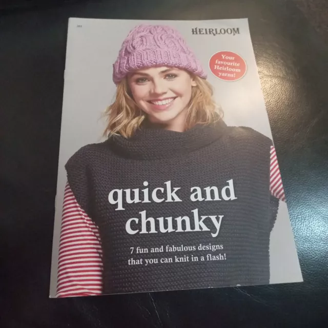 😇 Heirloom 201 Womens Quick And Chunky 7 Knitting Patterns Variety  Like New