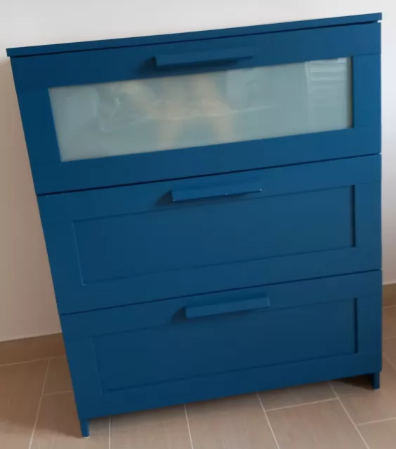 CASSETTIERA IKEA BRIMNES Blu con vetro smerigliato EUR 80,00 - PicClick IT