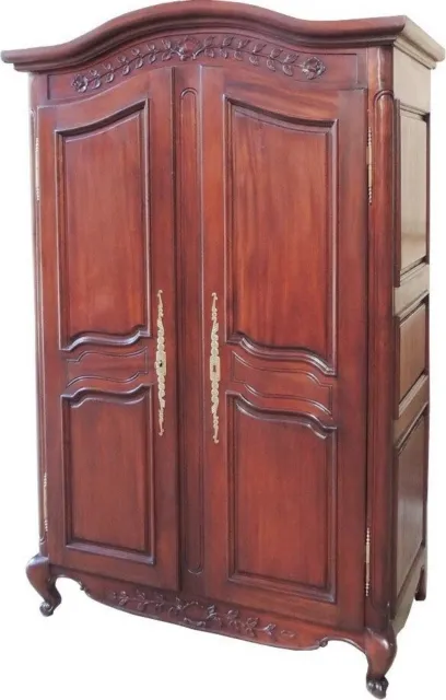 Solid Mahogany Arch Top Double Armoire/Wardrobe Two Door