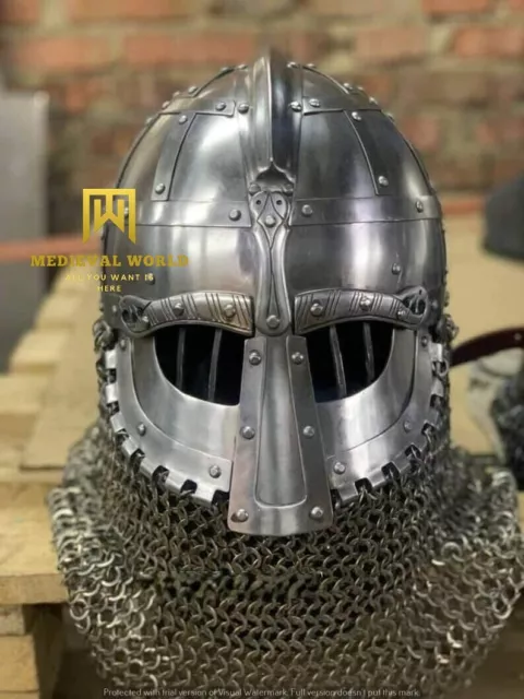 Authentic Medieval Steel Viking Vendel Helmet with Chainmail- SCA/LARP Best Gift