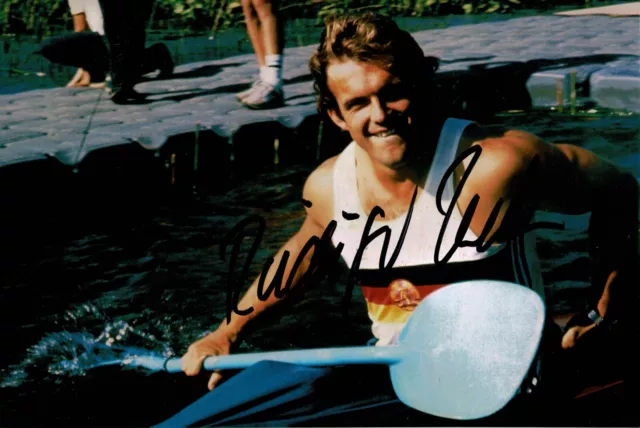 Autogramm Rüdiger Helm original Olympiasieger 1976 1980 Kanu Einer-Kajak DDR