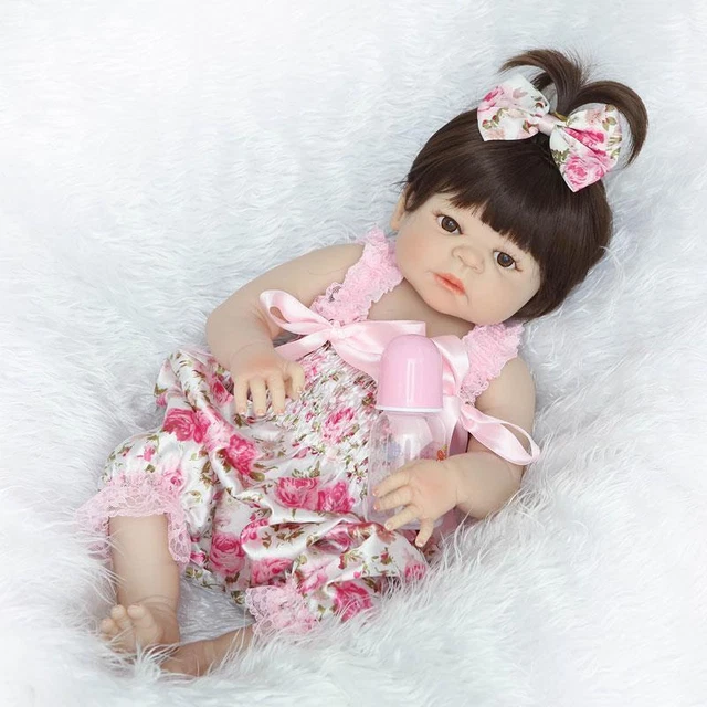 Lifelike Reborn Baby Doll Full Body Vinyl Silicone Handmade for Kids 22" inch