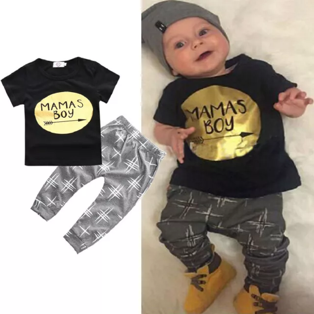 Summer 2pcs Newborn Infant Baby Boys Kid Clothes T-shirt Tops+Pants Outfits Sets