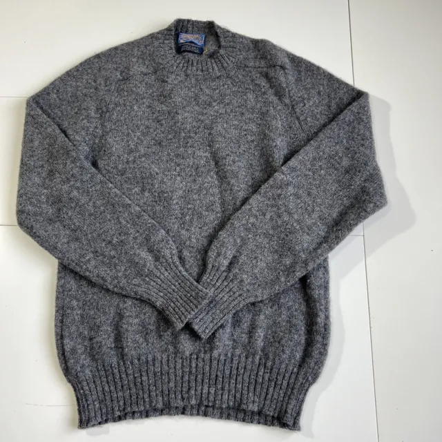 VTG 🇺🇸 PENDLETON Shetland Virgin Wool Sweater Men Sz L Gray Long Sleeve ...