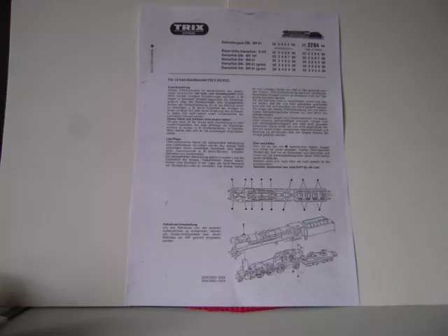 Trix Express HO Nr. 2204 - Anleitung (Kopie ) Schnellzuglok DB BR 01