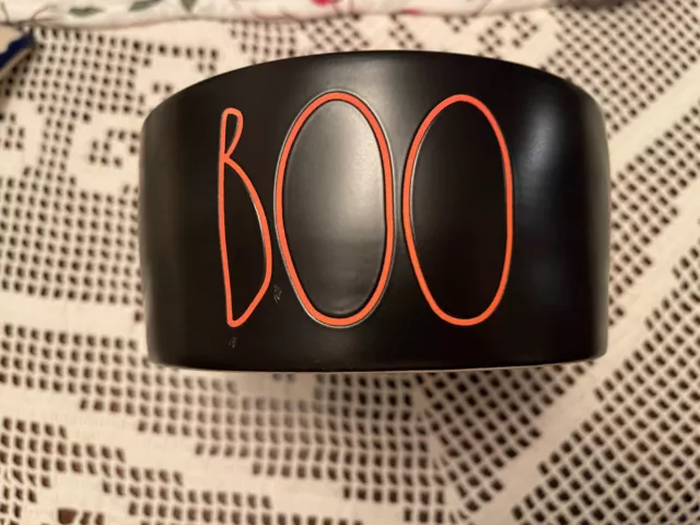 Rae Dunn Boo Bowl Halloween Black Orange Cereal Dog Cat Food Candy Dish