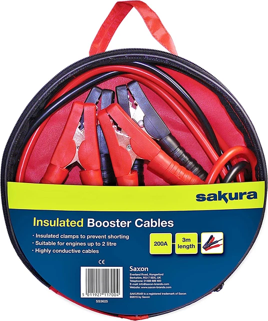 Cavi Avviamento Batteria Auto, 200A, 3M, per Auto E Veicoli Fino a 2 L/2000 Cc
