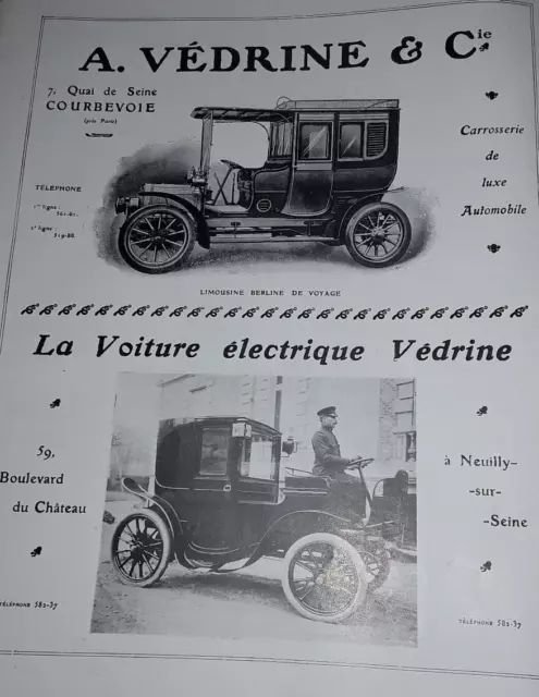 OLD ADVERTISEMENT car car A.VEDRINE et Cie 1 page 1911 AD pub