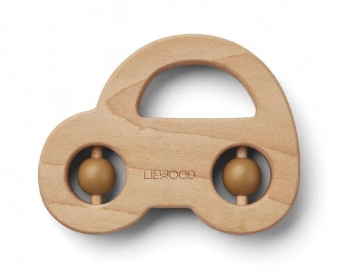 Mordedor-Sonajero De Madera Juno Car Mustard - Liewood