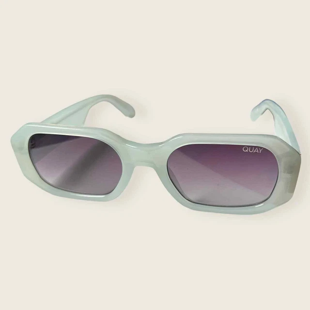 QUAY Sunglasses | Hyped Up | Mint Green 90s Geometric Square Festival Glasses