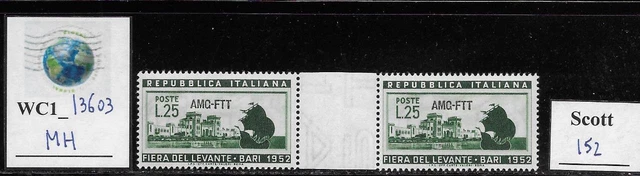 WC1_13603. ITALY: TRIESTE FTT. Gutter pair 1952 25 L FIERA LEVANTE. Sc. 152. MH