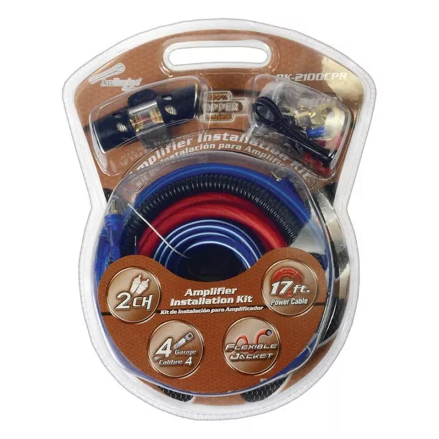 Audiopipe Pk-2100Cpr 4 Gauge Awg Car Audio Copper Amplifier Wiring Kit Amp New