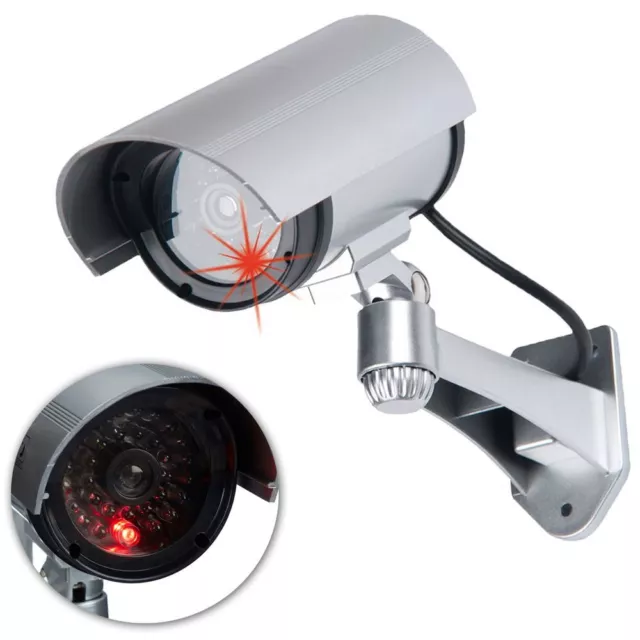 CAMÉRA SECURITY CCD avec alarme de sécurité clignotante système factice  caméra extérieure argent EUR 12,88 - PicClick FR