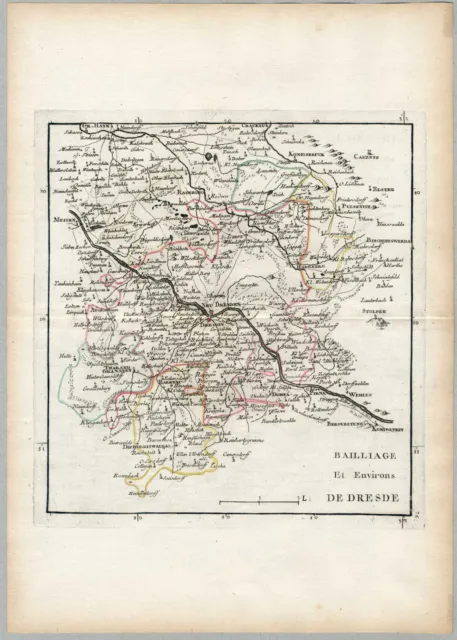 Dresden und Umgebung-Karte-Map-Kupferst.-Le Rouge 1759