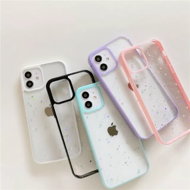 7 Phone Cover XR Pro Bling X Case GLITTER Clear For Max iPhone 12 13 11 STAR New