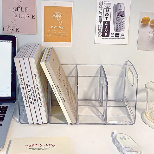 CLEAR ACRYLIC BOOKENDS Desk Organizer Desktop Sorting Rack Student EUR ...