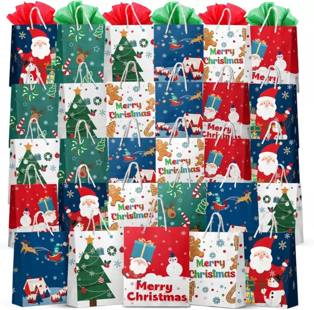 Bolsas de Regalo de Navidad 30 piezas Bolsas Navidad Duraderas de 7,5"" X 9"" X 3,5 2