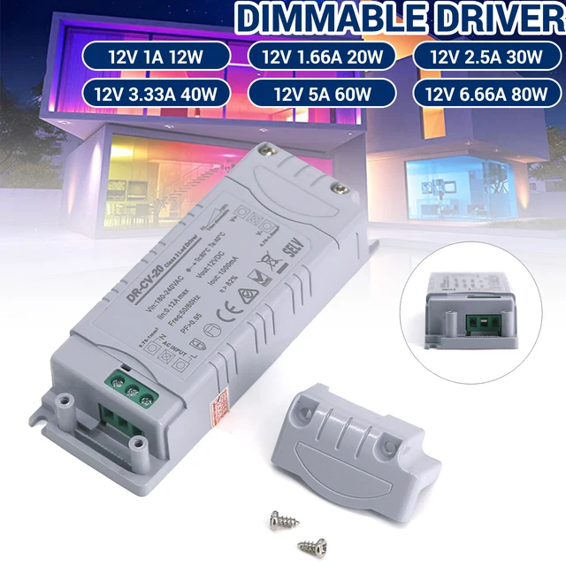 LED DRIVER DIMMABLE Transformer AC to DC Power Supply Adapter For Light ...