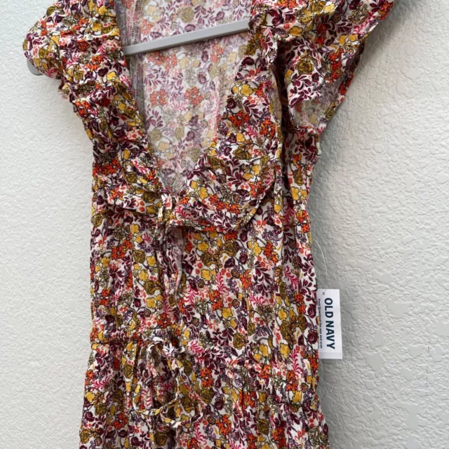 Old Navy Waist Defined Floral Flutter Sleeve Rayon Dress Womens size Small NEW 3