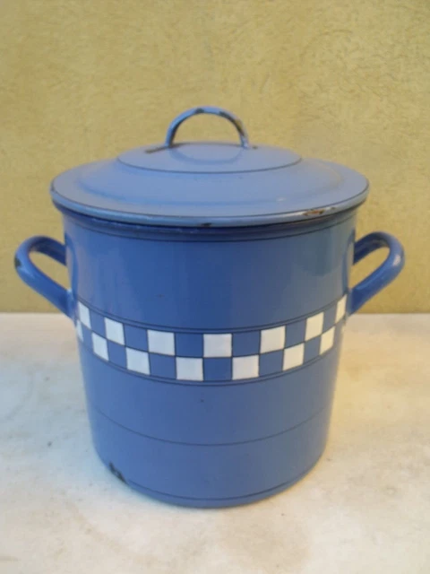 Faitout cocotte émaillé rouge grand modèle vintage - Arts de la table