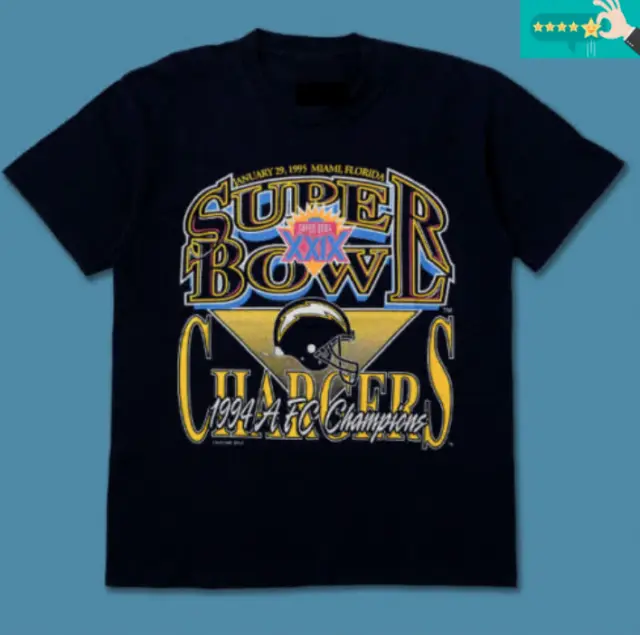 Diego Chargers T-Shirt San Vintage 1995 Super Bowl XXIX NFL Sport Football Team