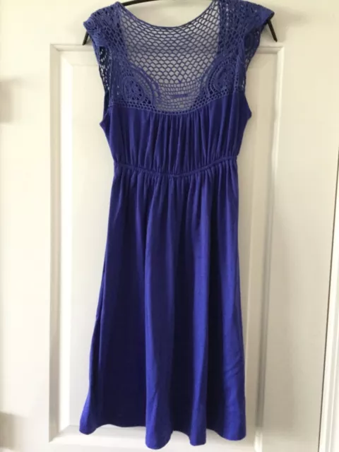 Soprano Womens Blue V-Neck Lace Accent Knee Length Dress Size Small 3