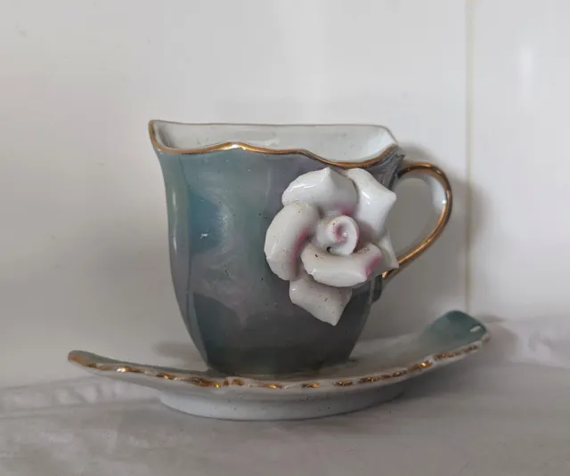 Nathco Chinaware Japan porcelain half cup and saucer Antique