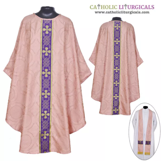 Nouveau ROSE Chasuble Rose clergé vêtement gothique & étole, gothique,...