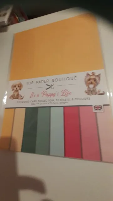 The Paper Boutique "It's a Puppy's Life Coloured card set. 24 sheets. NEW,UNUSED