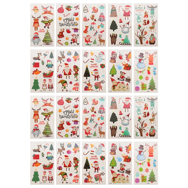 20 Sheets Aufkleber Weihnachts-Tattoo-Aufkleber Kind Für Körperkunst