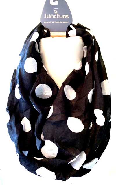 Juncture Black and White Polka Dot Infinity Scarf Lightweight Soft Feel