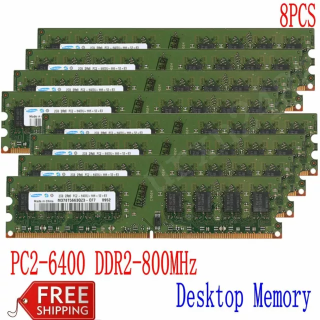 Samsung 16GB 8GB 4GB 2GB DDR2 800Mhz PC2-6400 240pin DIMM Desktop Memory LOT BT 3