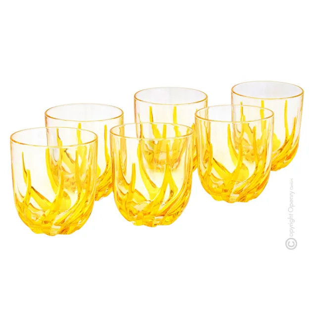 BICCHIERI ACQUA TRIX Set 6 Wassergläser handbemalt Kristall Venedig authentis...