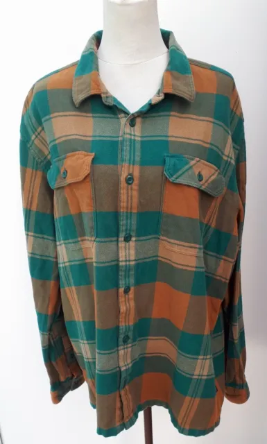 PATAGONIA MENS SIZE XL Tan Brown Green Plaid Check Flannel Shirt Extra ...