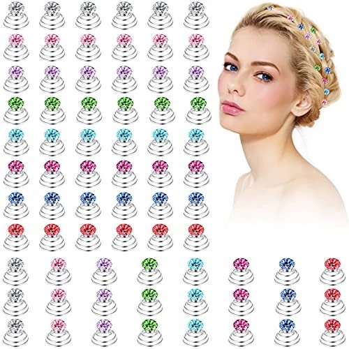 72 Pieces Rhinestone Spiral Hair Pins Crystal Spiral Twist Hair Pins Twisters